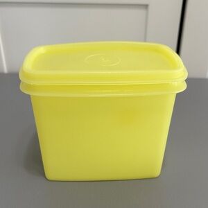 Vintage Tupperware shelf saver storage container bright yellow EUC
